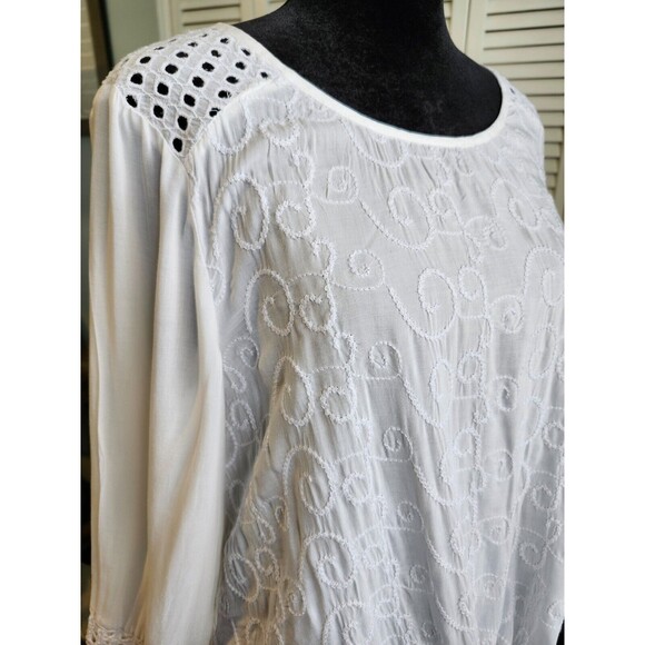 Chico's Women's Tie Front Embroidered Eyelet White Resort Wear Small NWT - Picture 6 of 11